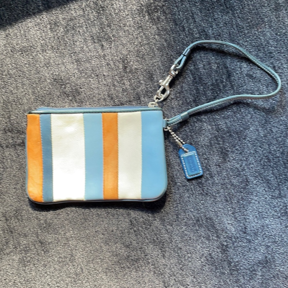 Multicolor leather authentic Coach wristlet